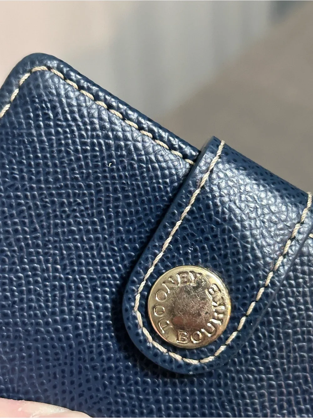Dooney & Bourke Small Wallet 6 Card Case Navy Blue Pebbled Leather